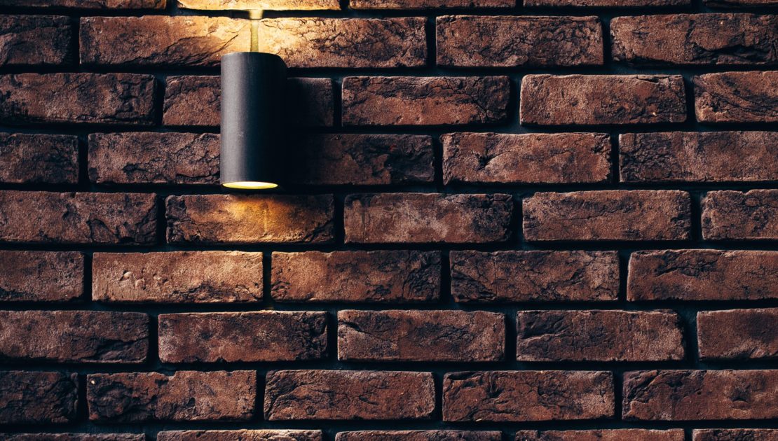 brick wall with garden light