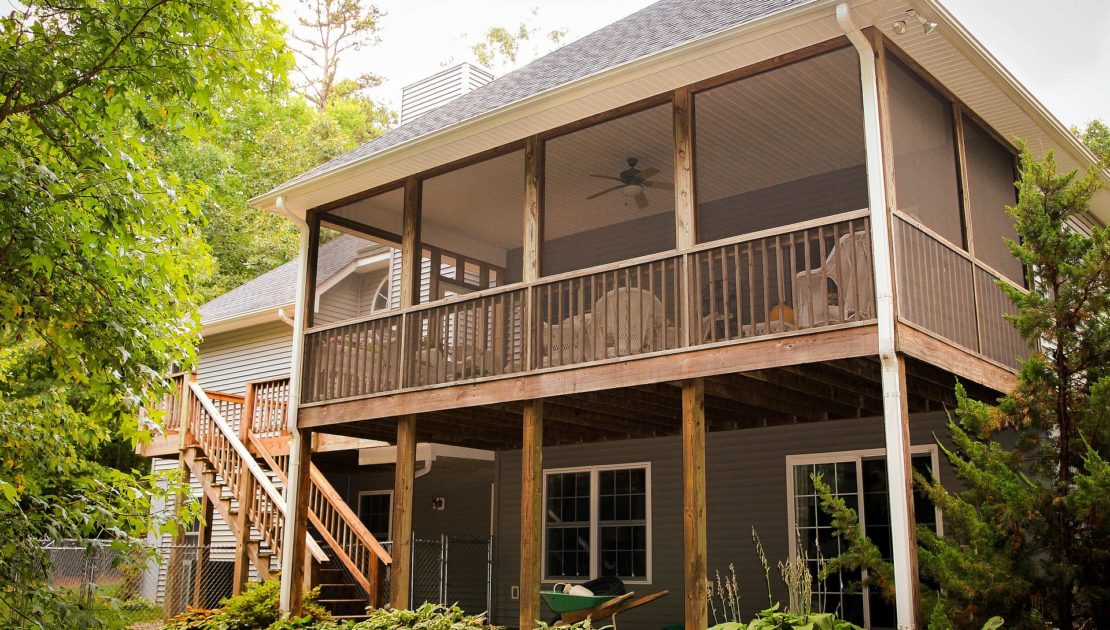 wooden deck on a house