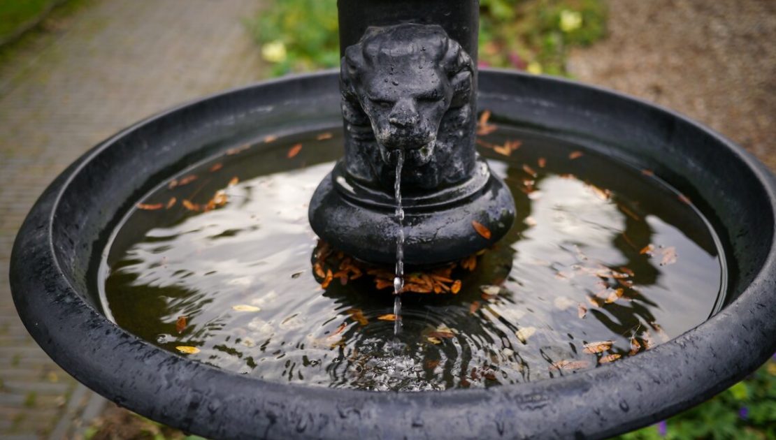 water fountain in a home backyard